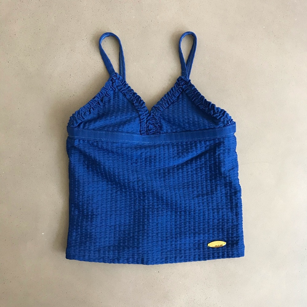 Jessica Simpson Tankini Ruffle Top Navy Blue